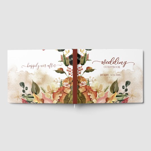 Rustische Herfst Floral Wedding Gastenboek (Volledig)
