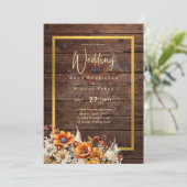 Rustische Herfst Floral Wedding Kaart (Staand voorkant)