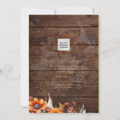 Rustische Herfst Floral Wedding Kaart (Achterkant)
