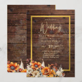 Rustische Herfst Floral Wedding Kaart (Voorkant / Achterkant)