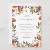 Rustische Herfst Floral Wedding Kaart (Voorkant)