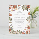 Rustische Herfst Floral Wedding Kaart (Staand voorkant)