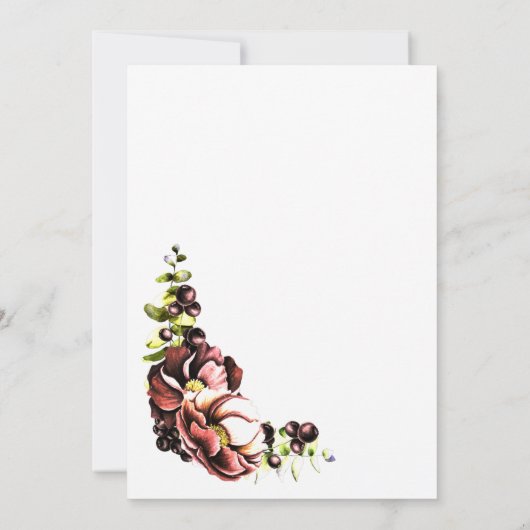 Rustische Herfst Floral Wedding Kaart (Achterkant)