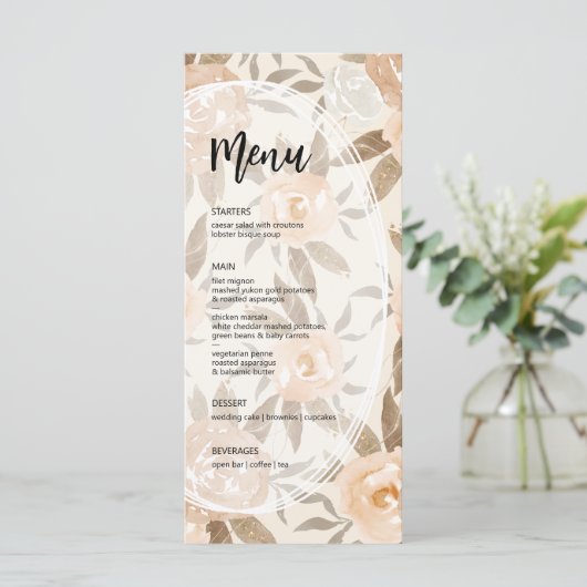 Rustische Herfst Floral Wedding Menu (Staand voorkant)