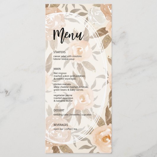 Rustische Herfst Floral Wedding Menu (Voorkant)