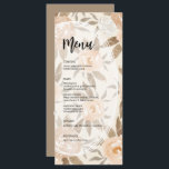 Rustische Herfst Floral Wedding Menu<br><div class="desc">Mooie menukaarten om uw tabelinstellingen bij uw bruiloft of volgende etentje aan te vullen, zijn uitgerust met elegante waterverf herfst bloemen en bladeren en uw details in het teken van de tekst. Controleer uw bestelling tweemaal voordat u deze aan uw karretje toevoegt, want wat u op het scherm ziet, wordt...</div>