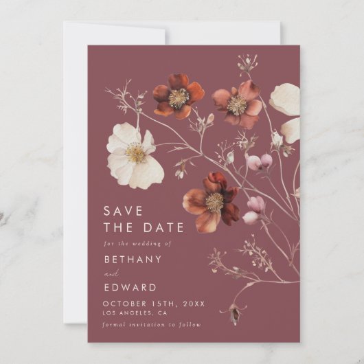 Rustische Herfst Floral Wedding Save The Date (Voorkant)