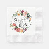 Rustische Herfst Floral Wreath Brunch met de Bride Servet (Voorkant)