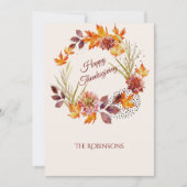 Rustische Herfst Floral Wreath Happy Thanksgiving Feestdagenkaart (Voorkant)