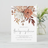 Rustische Herfst Florals Terracotta Cream Thanksgi Kaart (Staand voorkant)