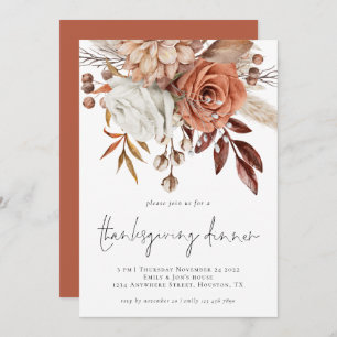 Rustische Herfst Florals Terracotta Cream Thanksgi Kaart