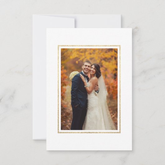 Rustische Herfst Gold Floral Pumpkin Weddenfoto Bedankkaart (Achterkant)