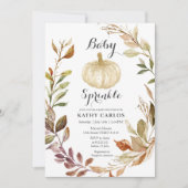 Rustische Herfst Greenery White Pumpkin Baby Sprin Kaart (Voorkant)