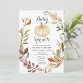 Rustische Herfst Greenery White Pumpkin Baby Sprin Kaart (Staand voorkant)