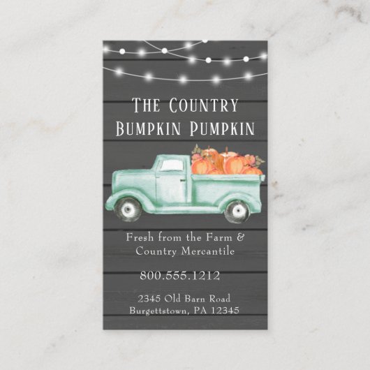 Rustische Herfst Harvest  Truck Barn Wood Visitekaartje (Voorkant)
