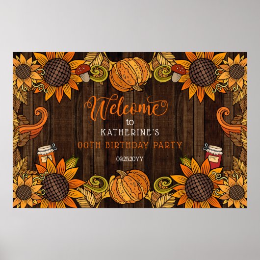 Rustische Herfst | Herfst Birthday Party Welcome Poster (Voorkant)