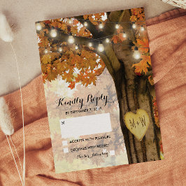 Rustische Herfst herfst Boom Twinkle Light Wedding RSVP Kaartje