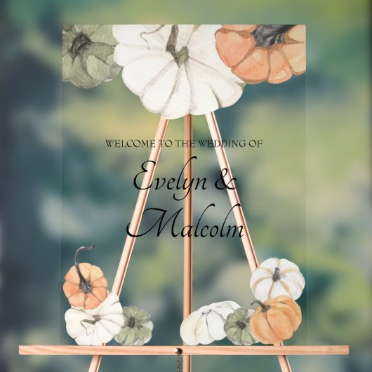 Rustische Herfst herfst White, Oranje pompoenen br Acryl Bord (Neutraal)