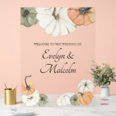 Rustische Herfst herfst White, Oranje pompoenen br Acryl Bord (Huwelijk)