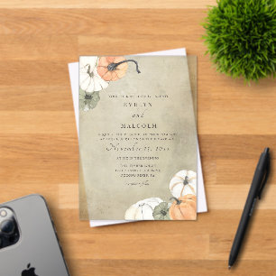 Rustische Herfst herfst White, Oranje pompoenen br Acryl Uitnodigingen