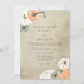 Rustische Herfst herfst White, Oranje pompoenen br Kaart (Voorkant)