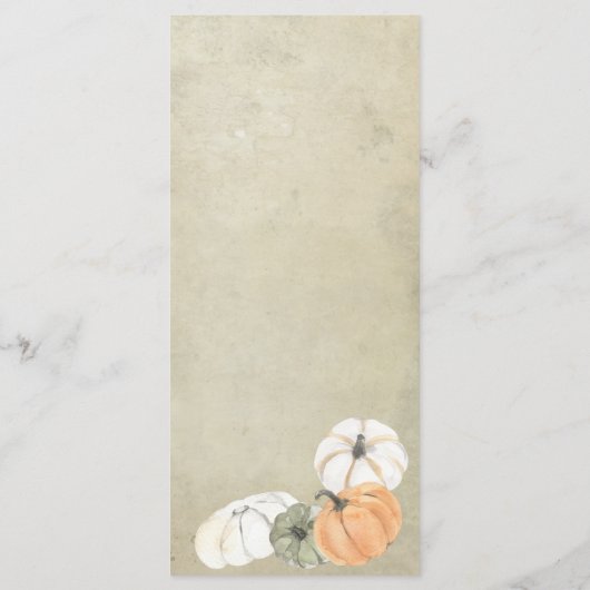 Rustische Herfst herfst White, Oranje pompoenen br Menu (Achterkant)