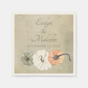 Rustische Herfst herfst White, Oranje pompoenen br Servet