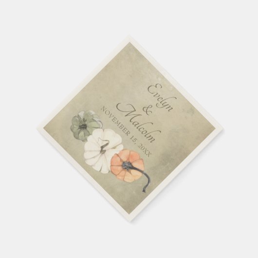 Rustische Herfst herfst White, Oranje pompoenen br Servet (Hoek)