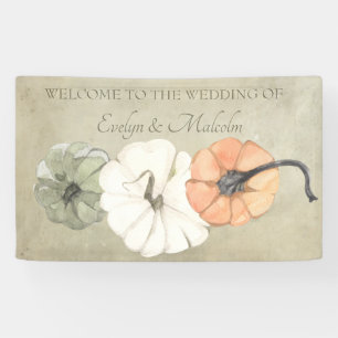 Rustische Herfst herfst White, Oranje pompoenen br Spandoek