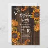 Rustische Herfst |Herfst Zonnebloemen 40e verjaard Kaart (Voorkant)