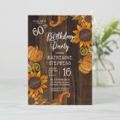 Rustische Herfst |Herfst Zonnebloemen 60e verjaard Kaart (Staand voorkant)