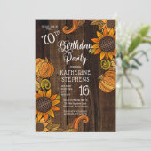 Rustische Herfst |Herfst Zonnebloemen 70e verjaard Kaart (Staand voorkant)