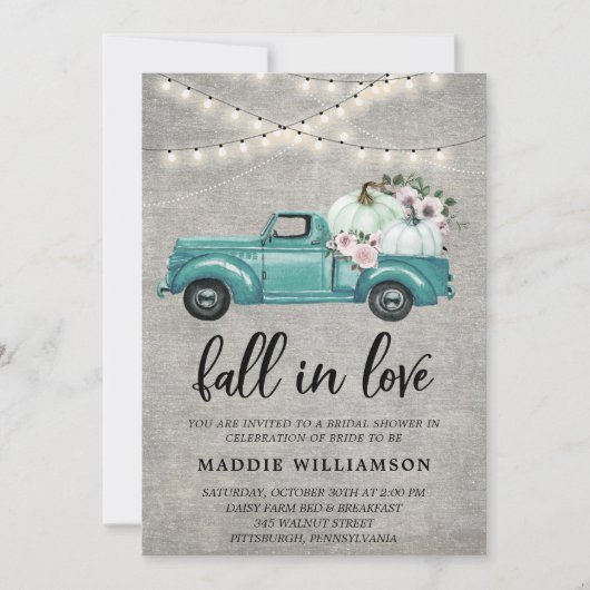 Rustische Herfst in Love Pumpkins Floral Vrijgezel Kaart (Voorkant)