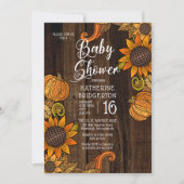 Rustische Herfst | Najaar Baby shower zonnebloemen Kaart (Voorkant)