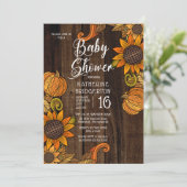 Rustische Herfst | Najaar Baby shower zonnebloemen Kaart (Staand voorkant)