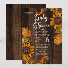 Rustische Herfst | Najaar Baby shower zonnebloemen Kaart