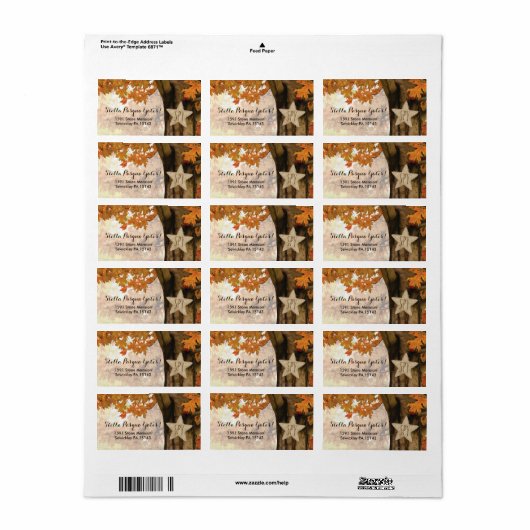 Rustische Herfst najaar boom Twinkle Wedding Etiket (Full Sheet)