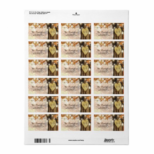 Rustische Herfst najaar boom Twinkle Wedding Etiket (Full Sheet)