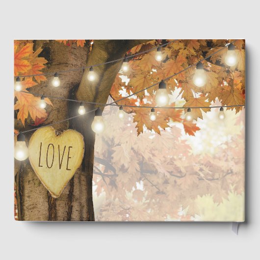 Rustische Herfst najaar boom Twinkle Wedding Gastenboek (Achterkant)