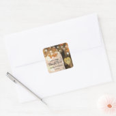 Rustische Herfst najaar boom Twinkle Wedding Vierkante Sticker (Envelop)
