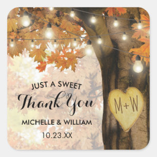Rustische Herfst najaar boom Twinkle Wedding Vierkante Sticker