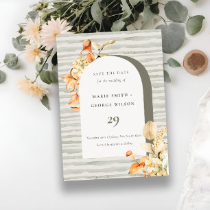 Rustische Herfst Pumpkin Arch Floral Save the Date Bedankkaart