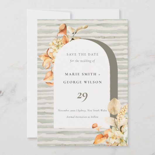 Rustische Herfst Pumpkin Arch Floral Save the Date Bedankkaart (Voorkant)