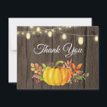 Rustische Herfst Pumpkin Autumn - Hartelijk dank Bedankkaart<br><div class="desc">Rustic Waterverf Herfst Pumpkin Autumn Dank u wel. Rustic Wood Background Land Retro Barn. Koord lichten. Liefde en Bedankt, mooie scriptlettertypen. Voeg je bericht achteraan toe of laat leeg en schrijf handmatig. Voor verdere aanpassing, te klikken gelieve de knoop "van de Aanpassing het"en ons ontwerphulpmiddel te gebruiken om deze sjabloon...</div>