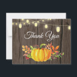Rustische Herfst Pumpkin Autumn - Hartelijk dank Bedankkaart<br><div class="desc">Rustic Waterverf Herfst Pumpkin Autumn Dank u wel. Rustic Wood Background Land Retro Barn. Koord lichten. Liefde en Bedankt, mooie scriptlettertypen. Voeg je bericht achteraan toe of laat leeg en schrijf handmatig. Voor verdere aanpassing, te klikken gelieve de knoop "van de Aanpassing het"en ons ontwerphulpmiddel te gebruiken om deze sjabloon...</div>