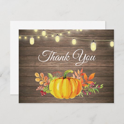 Rustische Herfst Pumpkin Autumn - Hartelijk dank Bedankkaart (Voorkant / Achterkant)