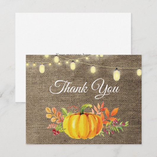 Rustische Herfst Pumpkin Autumn - Hartelijk dank Bedankkaart (Voorkant / Achterkant)
