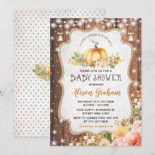 Rustische Herfst Pumpkin Baby shower Autumn Floral Kaart