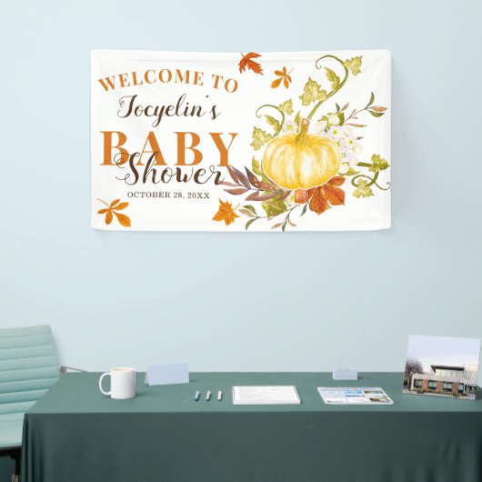 Rustische Herfst Pumpkin | BABY SHOWER WATERVERF Spandoek (Beurs)