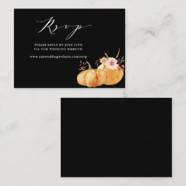 Rustische Herfst Pumpkin Wedding Website RSVP Blac Informatiekaartje